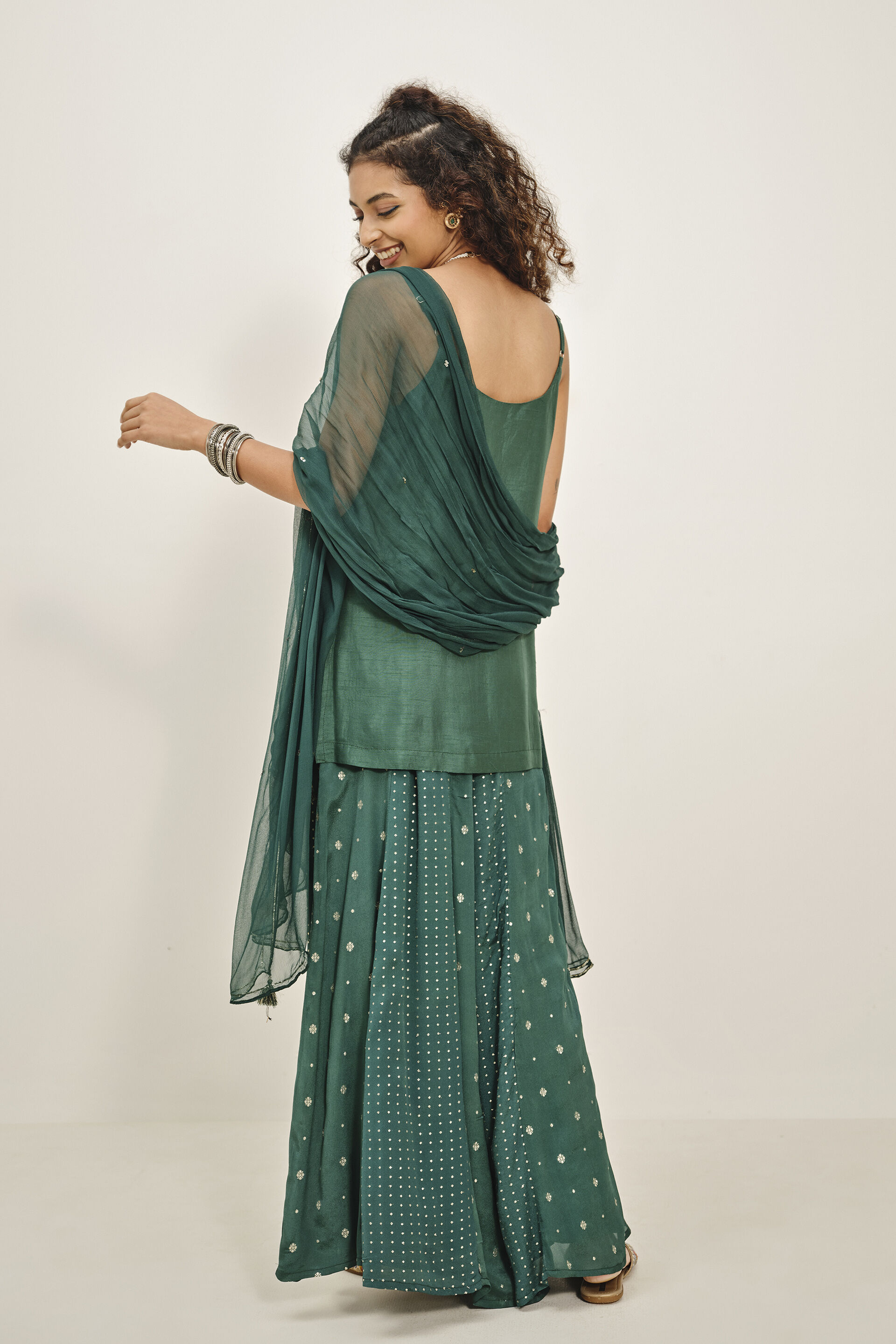 Jheel Green Kurta Set, Green, image 7
